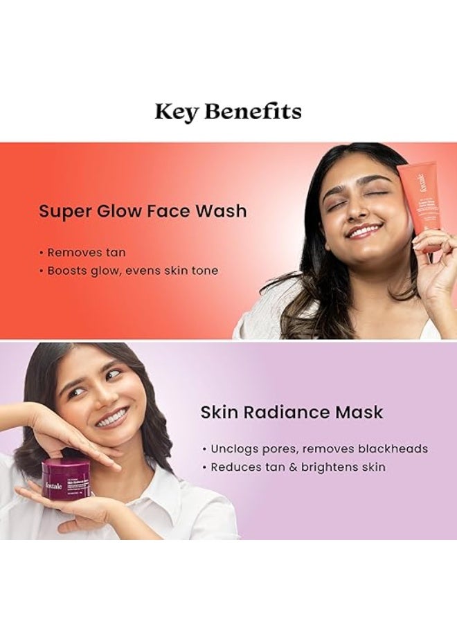 Foxtale Detan and Glow Duo – Face Wash100ml + Skin Radiance Mask 75g | Removes Tan, Brightens, Unclogs Pores | With Vitamin C, Papaya Enzyme, Lactic Acid & Clay | For Radiant, Even-Toned Skin - Image 3